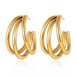 Round Wire Round C-Shape Women's Geometric Stud Earrings