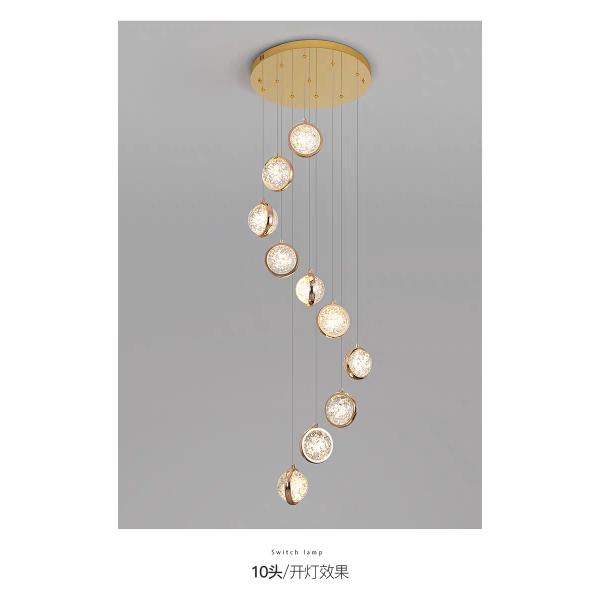 Contemporary Round Crystal Ball Chandelier For Villa Mall Hotel Loft Kitchen Living Room