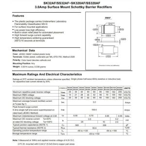 3A Ss32f Thru Ss320f Schottky Barrier Rectifier Diode Smaf Package