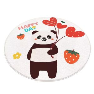 Animal Cartoon Wool Spinning Childrens Playroom Rug Round
