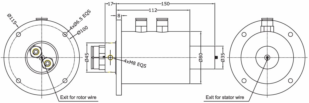 Gas / Fluid Integrated Slip Ring IP54 For Industrial Robots / Marine Industry
