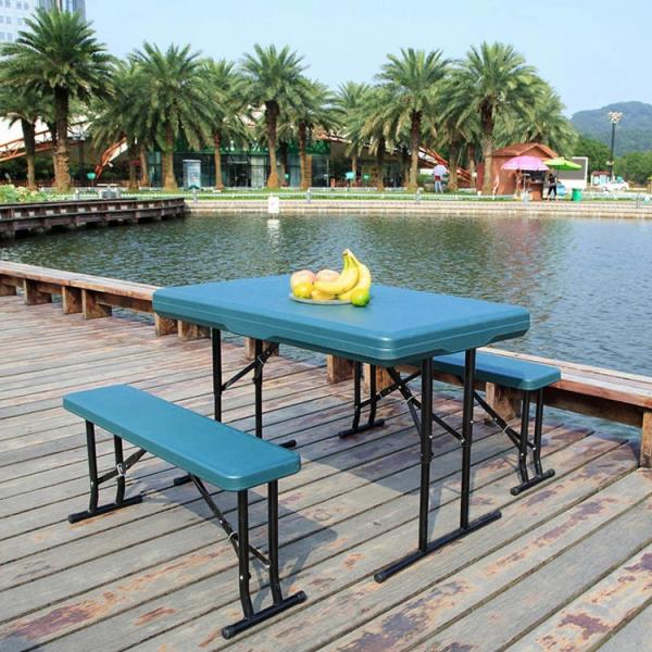 Outdoor Furniture Plastic Metal Folding Picnic Dining Table Chair Bench Set for Garden