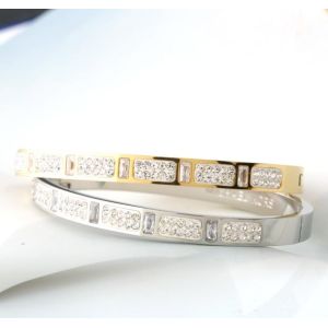 Fashion Girls Stainless Steel Diamond Pave Gold Bracelet for Girl Jewelry