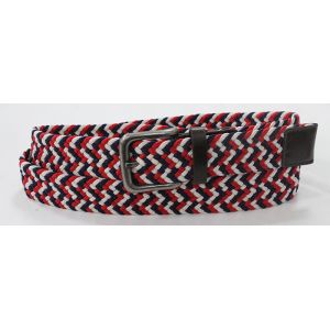 Red Elastic/ Coffee PU Men's Stretchable Belts , Old Silver Buckle Elastic