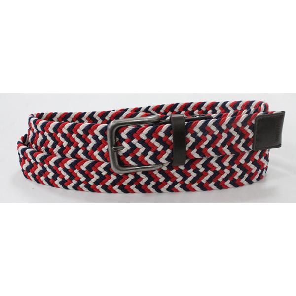Red Elastic/ Coffee PU Men's Stretchable Belts , Old Silver Buckle Elastic