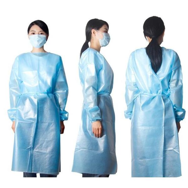 Blue Gown Disposable Non Woven PP PE Hooded Disposable Protective Gown