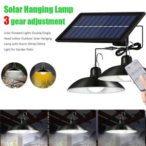 Solar LED Light Outdoor Luminaire Double Singe Head Solar Pendant Light Remote