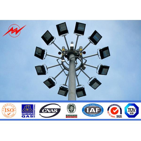 35M Round Galvanized Stadium High Mast Light Pole With 400kg Rasing Lifting