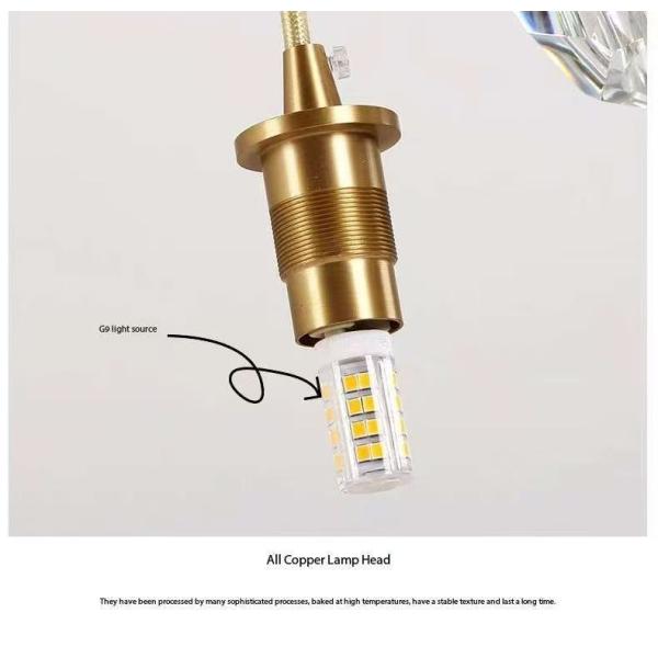 15 KG Crystal Football All Copper Crystal Light Luxury Living Room Apartment Villa Living Room Rotating Rise Staircase Long Pendant Lamp