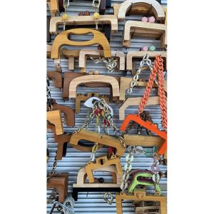 TGKELL Round Bamboo Bag Handles Wood Plastic Resin Material