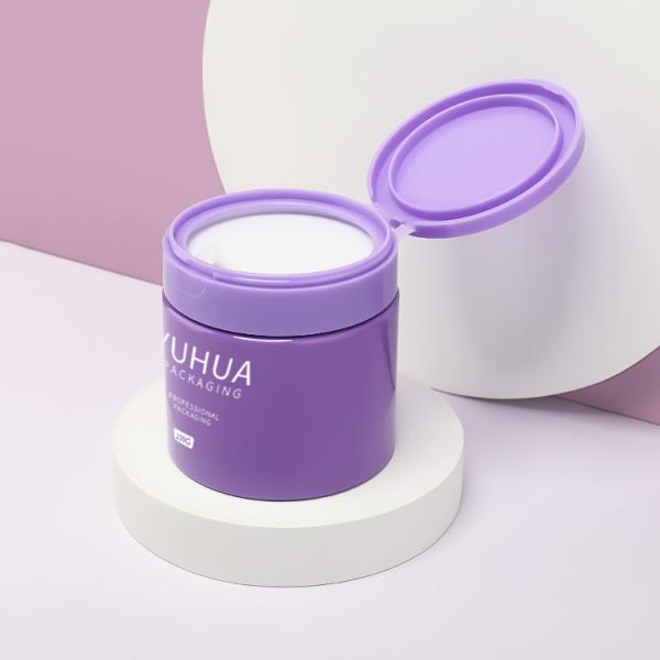 Buy Purple Plastic Packaging Jars  With Flip Top Cap Double Wall 100g 120g 150g 180g 240g at wholesale prices