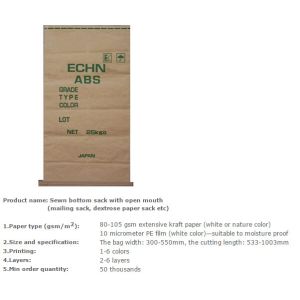 sewn bottom sack with open mouth,extensive kraft paper bag,mailing sack,dextrose