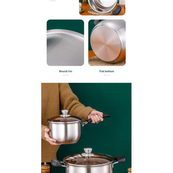 Wholesale Top Seller Double Bottom Induction Stew Pot Shabu Pot Stainless Steel Cooking Stock Soup Pot