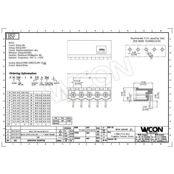 SN Plated Male Pluggable Terminal Blocks Connector Waterproof Copper Alloy