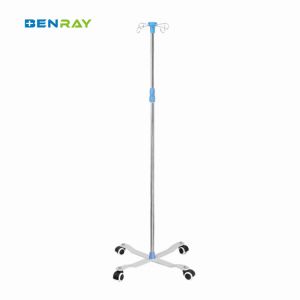 Factory Cheap 5 Casters Stainless Steel Mobile Drip Stand