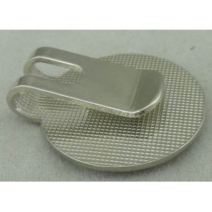 Brass Golf Cap Souvenir Badges , Epoxy And Clip Die Stamped Silver Badge