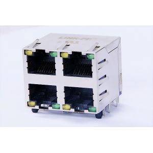 2 X 2 Port POE RJ45 Connector / RJ45 Modular Jack , Right Angle