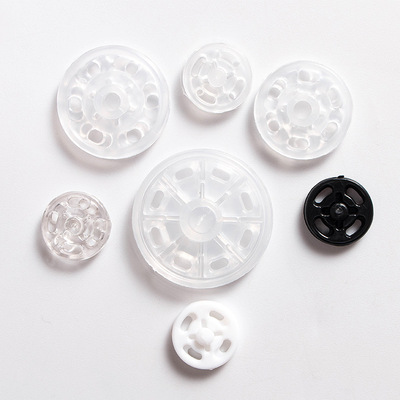 Wholesale Color plastic snap button fastener hand-sewn nylon buckle Invisible buckle 7-25mm black and white transparent