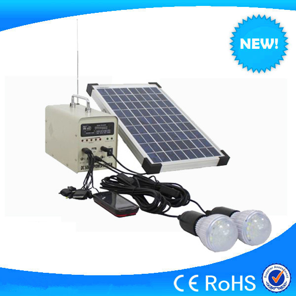 Buy 10w small solar system with 2pcs 3w led light & radio function for indoor & outdoor using at wholesale prices