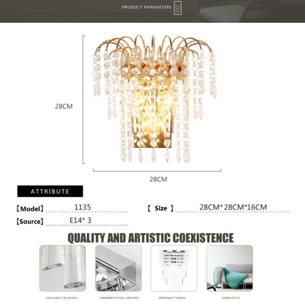Crystal Wall Lamp Bedroom Led Wall Light Living Room Bathroom crystal light fixture(WH-OR-156)