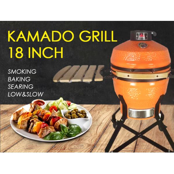 KIMSTONE Kamado 18 Inch Ceramic Griller Kamado Grill Charcoal Smoker With Stainless Steel Stand
