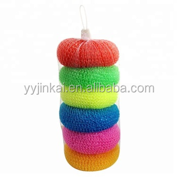 Multi Colors Kitchen Washing Pot Pan Plastic Mesh Scourer