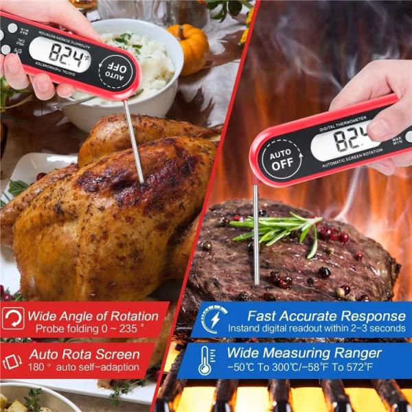 Foldable Digital Bluetooth Food Thermometer Household Kitchen With Magnet