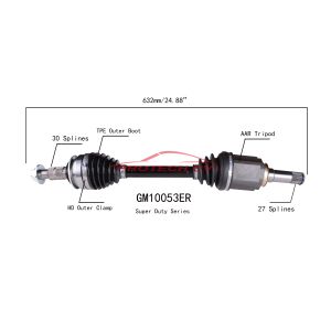 GM10053ER CV  CV Axle Assembly Heavy Duty Clamp TPEE Boot  Cold Forging Grinding Process Technology EXTREME Weather Unit