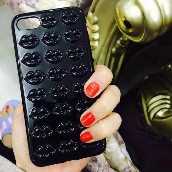 Buy Clear TPU 3D Sexy Lips Back Cover Cell Phone Case For iPhone 7 6s Plus with Lanyard at wholesale prices