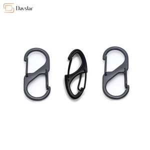 Interlocking Keychain Metal S Hook , Dual Wire Gate Clip Carabiner Slide Lock