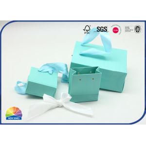 Patone Color Paper Gift Bag Matte Lamination With Blue Silk Handle