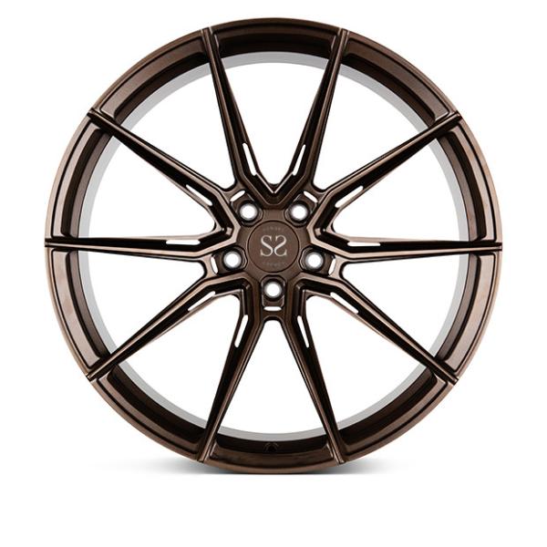 1 Piece Audi Forged Aluminum Alloy Wheels Y Shape 5Spoke Black With Orange Face