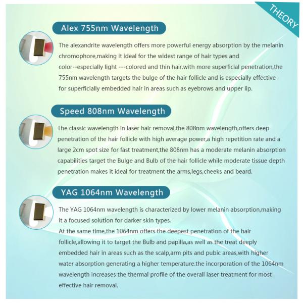 USA imported diode 755 / 810 / 1064nm nd yag laser hair removal machine