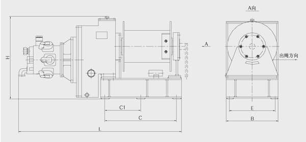 Marine Accommodation Ladder Winch ISO 7364 Standard, Pneumatic Motor Driven