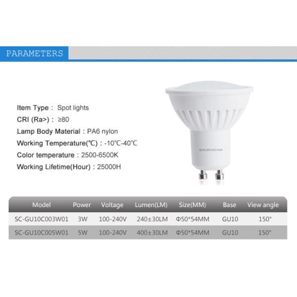 LED gu10 5w spotlight SMD 2835 led lamp factory