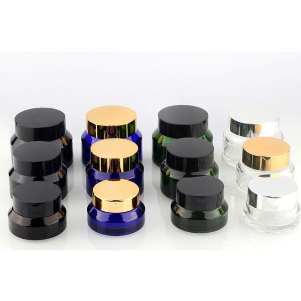 15g 30g 50g Tan Transparent Color Green Amber Frost Glass Container Cosmetic Jars with Aluminum Lids