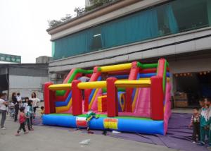 Quality Double Lane Commercial Inflatable Slide Obstacle And Playground Inside for sale