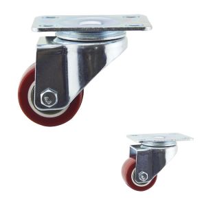 Oem 1.5 Inch Top Plate Swivel Red Pu Light Duty Casters