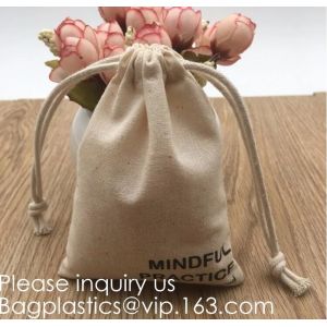 Double Canvas Drawstring Bag Cotton Pouch Gift Sachet Bags Muslin Bag Reusable