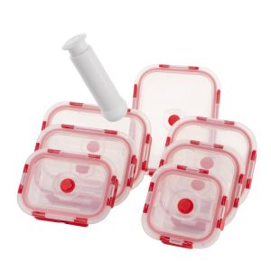 Airtight Vacuum Glass Food Container with PP Lid and Silicon Gasket for