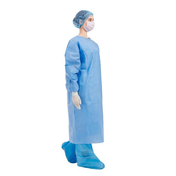 Sterile 25GSM Disposable Medical Clothing , Blue Disposable Isolation Gowns