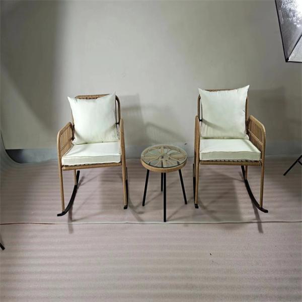 ODM OEM Garden Furniture Rattan Table And Chairs Rocking PE Rattan Woven Coffee