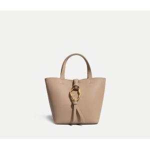 16cm Yellow Leather Tote Bag Cowhide Trapezoid Handbag