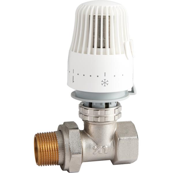 4604 Brass TRV Thermostatic Supply Valve Straight Type DN20 DN25 Nickel Plated w/ Female Threads End x Flex. Male Nipple
