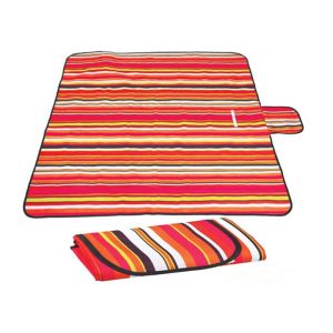 Folding Beach Blanket Large Waterproof Picnic Rug with Stripes Printed