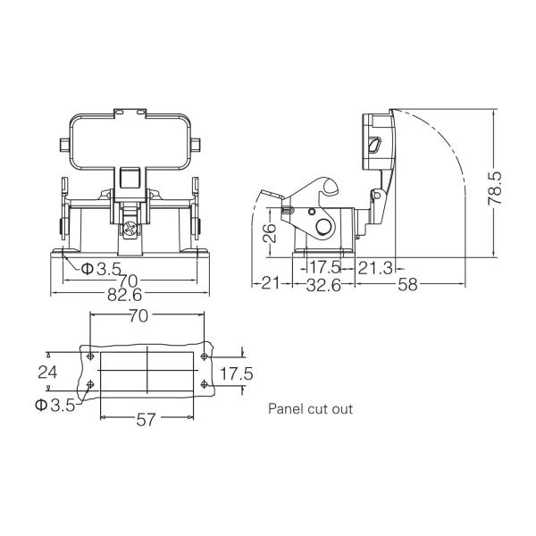 Bulkhead Mounting Heavy Duty Socket Housing With Covers Match Harting