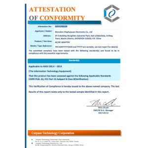 Shenzhen Yinghui Yuan Electronics Co., Ltd. Certifications