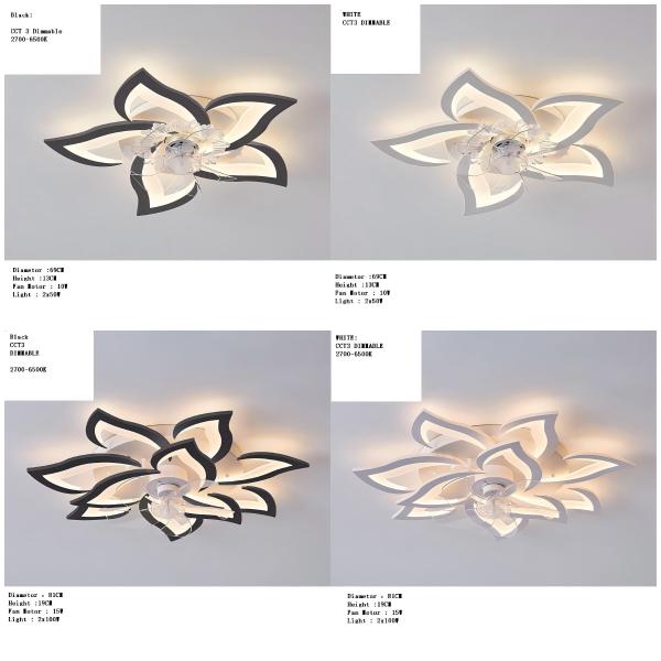 Wholesale factory 27.2 Inches Modern Style OEM ODM 50W LED Ceiling Fan Lights with Remote for Bedroom Living Room / Dining Room
