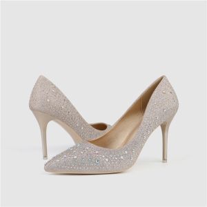 ZM010 9628-6 Trend New Pointed Sequins Pure Color All-Match Stiletto High Heels