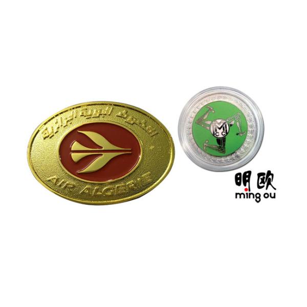 Zinc Alloy Material Gold Collector Coins , Red Color Fill Elongated Navy Challenge Coins